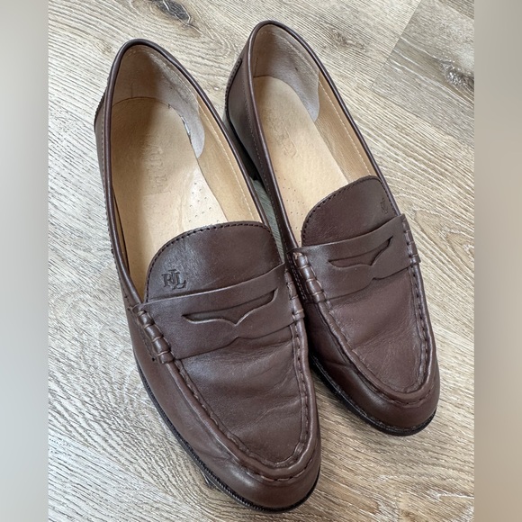 Lauren Ralph Lauren Winnie Burnished Leather Penny Loafers Chestnut Brown 9.5 - Picture 6 of 16
